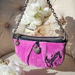 Vintage Juicy Couture Velour Mini Bag Purse w/ Swarovski Crystals (